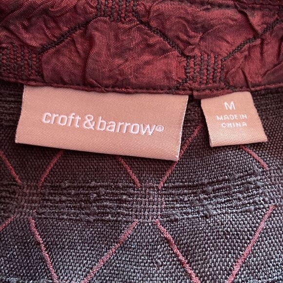 Croft & Barrow Women’s Crinkled Jacket Red/Black Button Down M - Picture 3 of 5